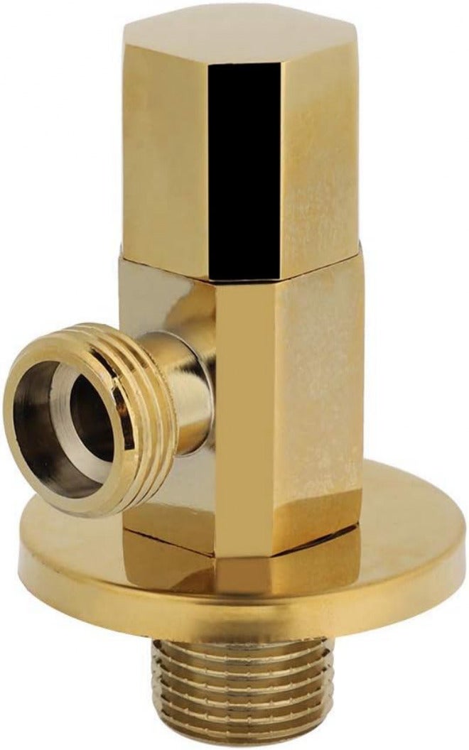 Brass Angle Stop Valve, Gold Water Control Faucet Valve, 1/2 Inch Thread, Durable Bathroom Accessory - Rust Proof Construction, Easy Installation, Ideal for Home Plumbing - Image 1