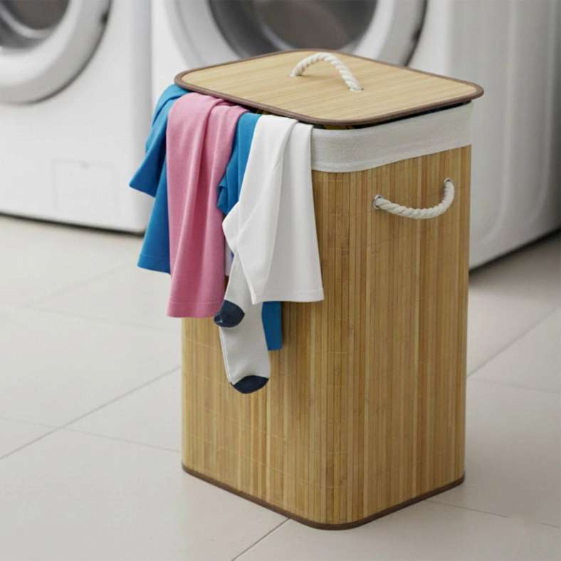 Pan Home Libby Foldable Bamboo Laundry Hamper - Natural - Image 1