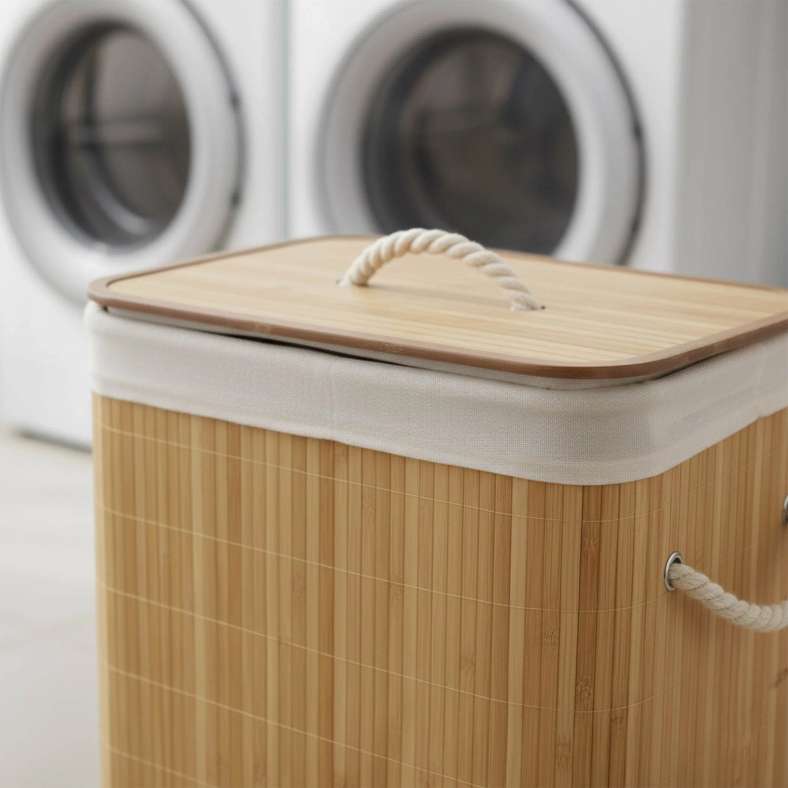Pan Home Libby Foldable Bamboo Laundry Hamper - Natural - Image 3