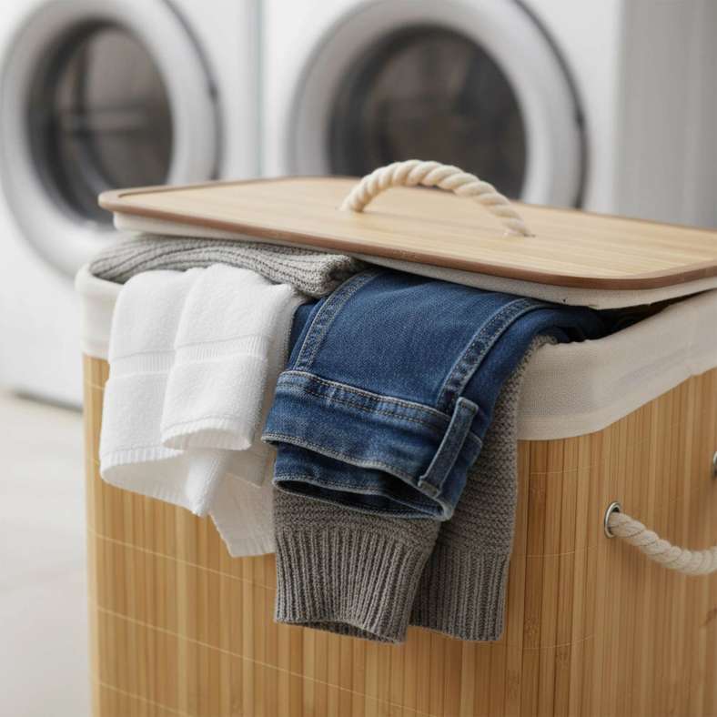 Pan Home Libby Foldable Bamboo Laundry Hamper - Natural - Image 2