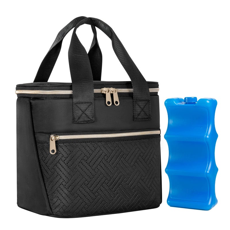 Fasrom Breastmilk Cooler Bag with Ice Pack Fits 6 Tall Baby Bottle Up to 9 Ounce for Milk Storage, Large Insulated Bottle Bag with Pockets for Nursing Moms Daycare or Travel, Black (Patent Design) - Image 1