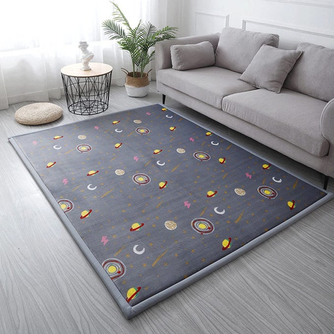 CORAL VELVET AREA RUG 1 THICK MEMORY FOAM BABY PLAY MAT WASHABLE TODDLER CARPET HOME DECOR FOR LIVING ROOM NURSERY KIDS BEDROOM ASTRAL GRAY 411X411