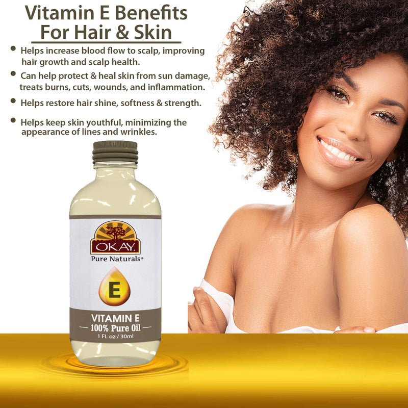 Okay Vitamin E Oil For All Hair Textures & Skin Types, All Natural, 1 Fl Oz - Image 2