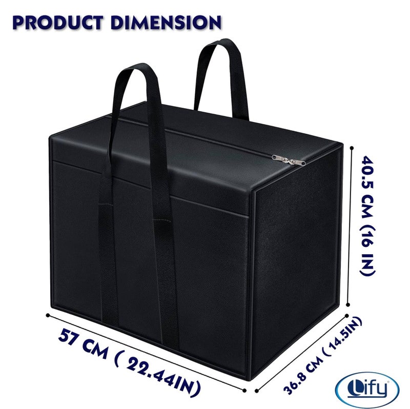 Lify Heavy Duty Extra Large Moving Bags - Strong Handles & Zippers, Storage Totes For Space Saving, Fold Flat, Alternative to Moving Box- 86 Liters Capacity (Black, 1- Pack) - Image 2