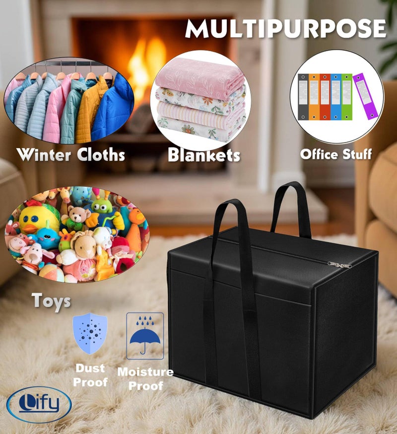 Lify Heavy Duty Extra Large Moving Bags - Strong Handles & Zippers, Storage Totes For Space Saving, Fold Flat, Alternative to Moving Box- 86 Liters Capacity (Black, 1- Pack) - Image 3