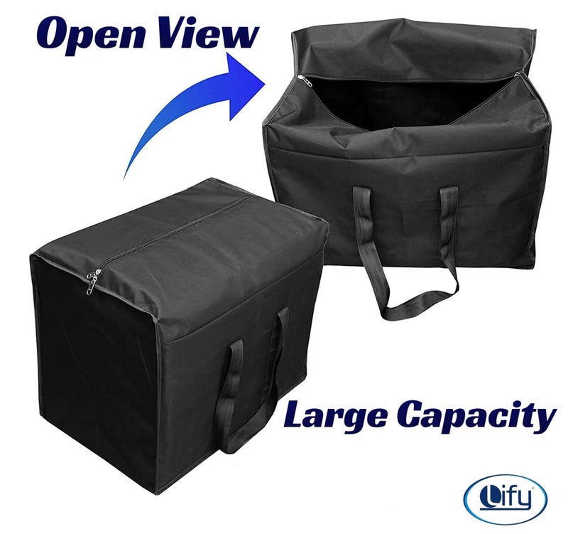 Lify Heavy Duty Extra Large Moving Bags - Strong Handles & Zippers, Storage Totes For Space Saving, Fold Flat, Alternative to Moving Box- 86 Liters Capacity (Black, 1- Pack) - Image 5