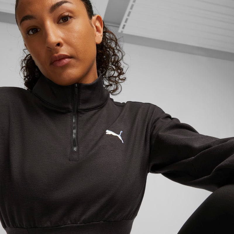 PUMA Cloudspun Fashion Womens Black Half-Zip Training Sweatshirt - Image 3