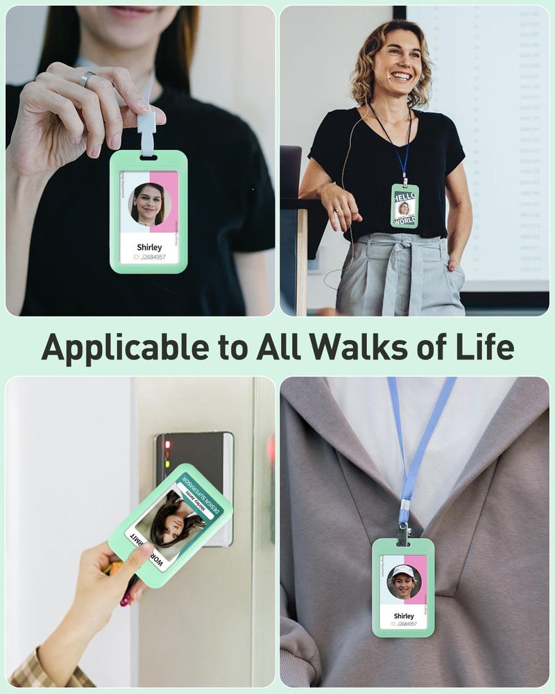 Uniclife 3 Pack Sliding ID Badge Holder Vertical Hard Plastic Case with Clear Window Light-green Card Protector Pouch for Office School ID Credit Cards Proximity Key Cards Driver’s Licenses and Passes - Image 5