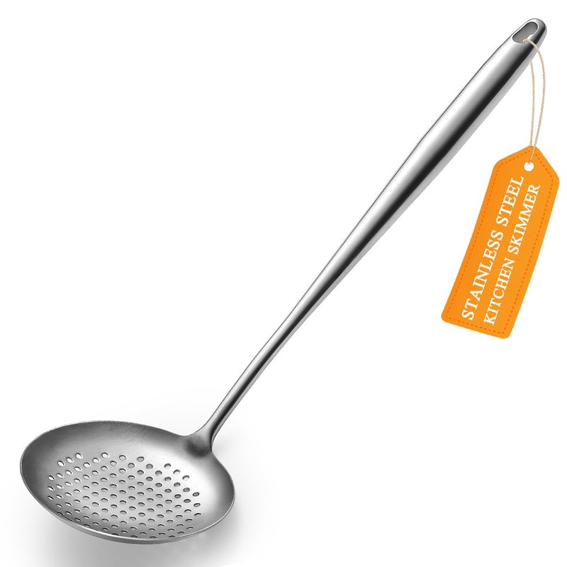 ReaNea Kitchen Skimmer - Slotted Spoon for Straining, Stainless Steel Spider Strainer Skimmer Ladle for Cooking and Frying, Kitchen Utensils Pasta Spoon - Image 1