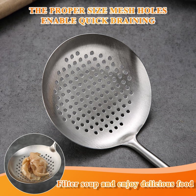ReaNea Kitchen Skimmer - Slotted Spoon for Straining, Stainless Steel Spider Strainer Skimmer Ladle for Cooking and Frying, Kitchen Utensils Pasta Spoon - Image 5
