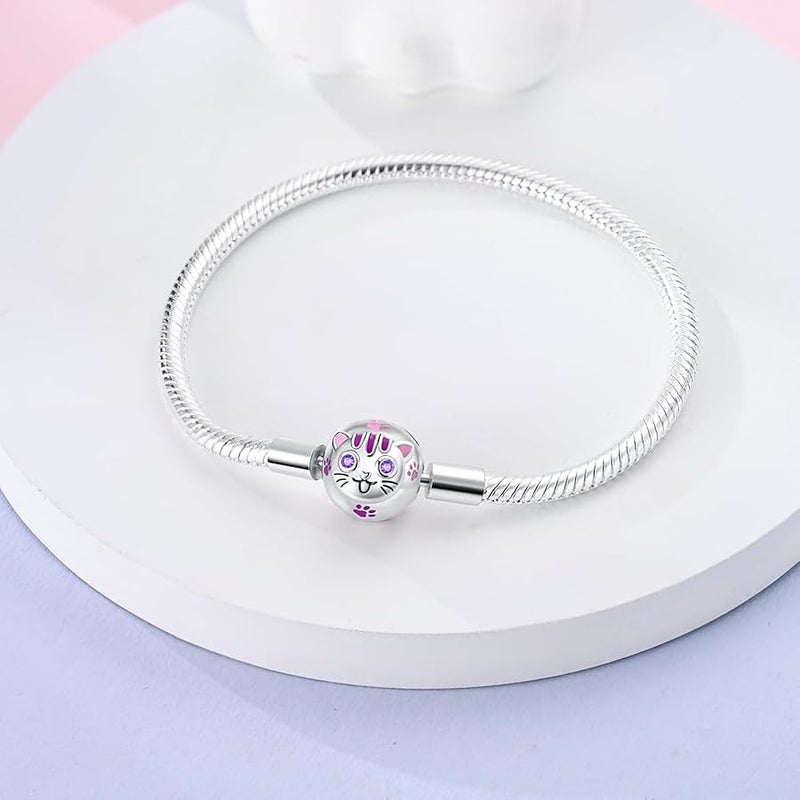 Parmuz Charm Bracelet 925 Sterling Silver Heart Clasp Snake Chain Bracelet Jewelry Fit Charm Birthday Gift for Women Girls - Image 2