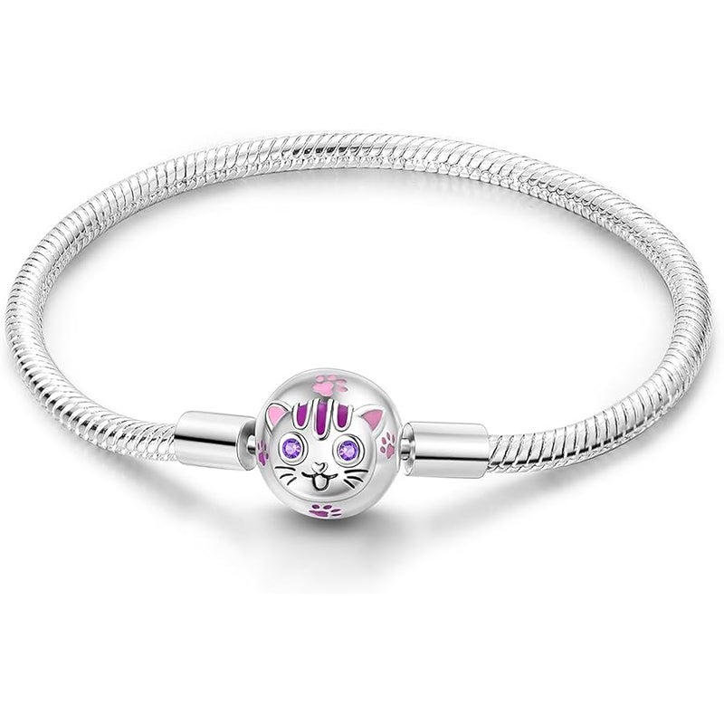 Parmuz Charm Bracelet 925 Sterling Silver Heart Clasp Snake Chain Bracelet Jewelry Fit Charm Birthday Gift for Women Girls - Image 1