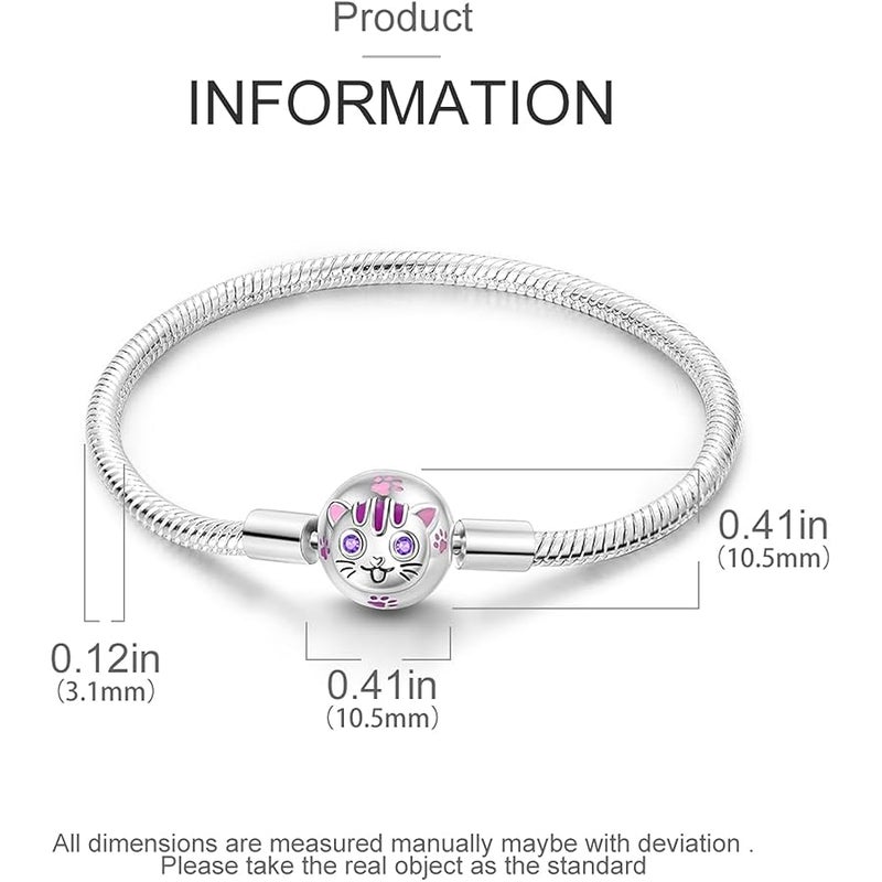 Parmuz Charm Bracelet 925 Sterling Silver Heart Clasp Snake Chain Bracelet Jewelry Fit Charm Birthday Gift for Women Girls - Image 4