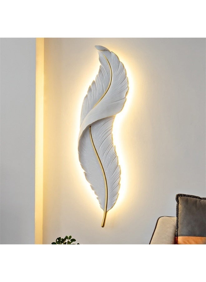 Hummer Modern Style Small White Feather Wall Sconce with Warm Yellow Light - Image 1
