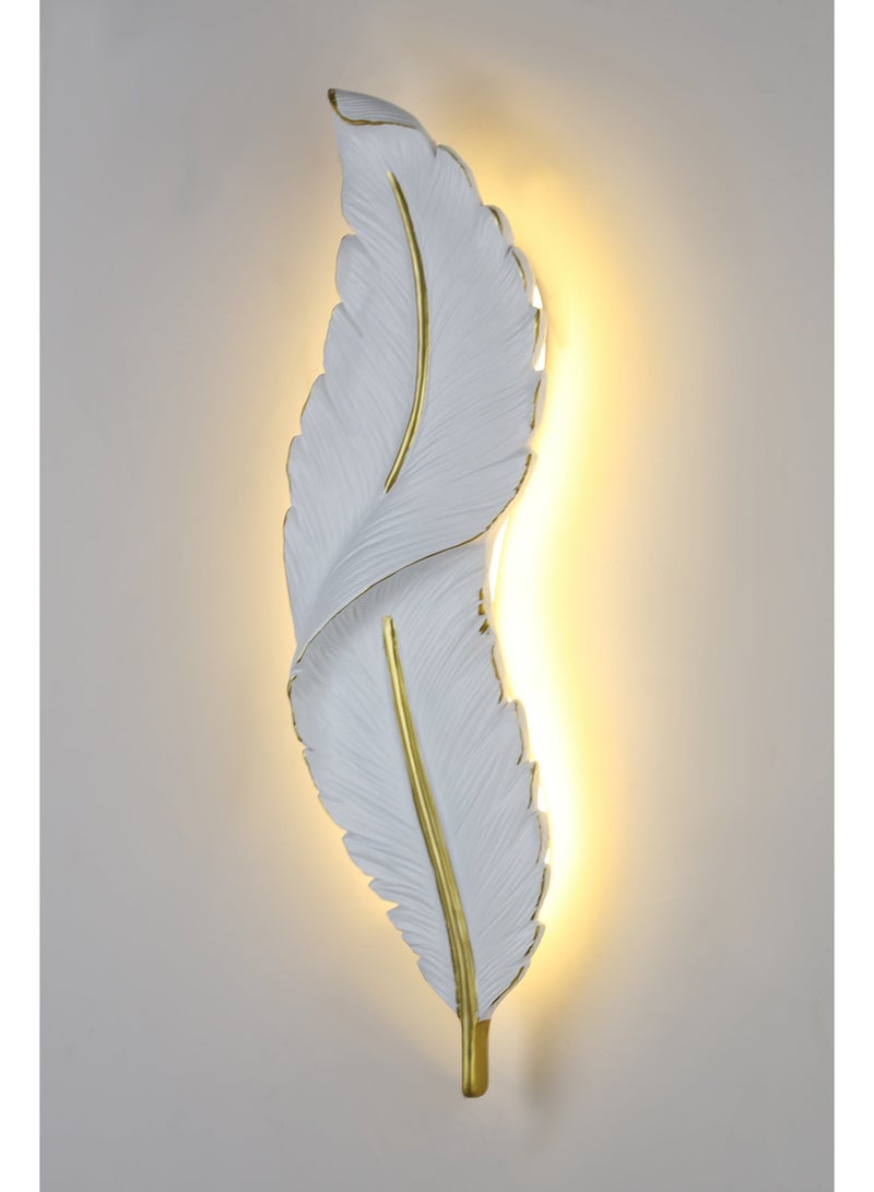 Hummer Modern Style Small White Feather Wall Sconce with Warm Yellow Light - Image 2