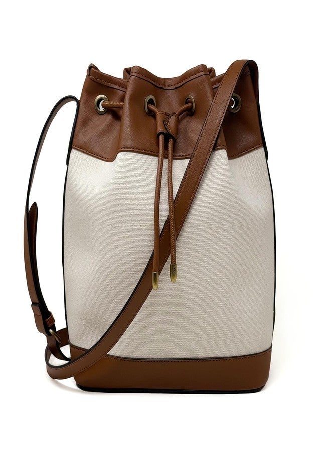 AFKOMST Leather Bucket Bags and Drawstring Crossbody Purse for Women Medium Tote and Hobo Handbags(Bei Brown) - Image 1