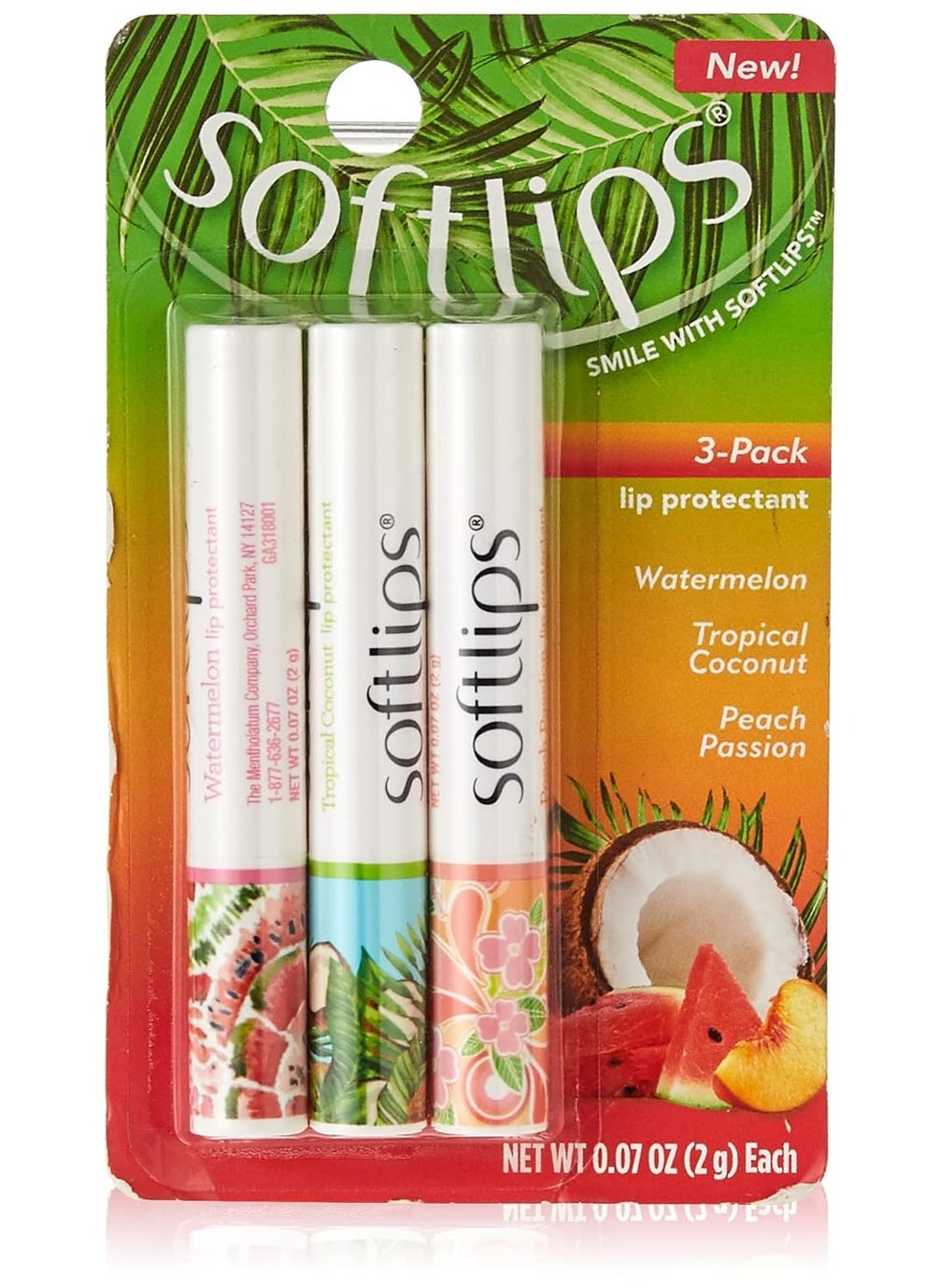Softlips - Softlips Limited Edition Tropical Flavors Set Peach Passion Tropical Coconut Watermelon 3 Sticks - Image 1