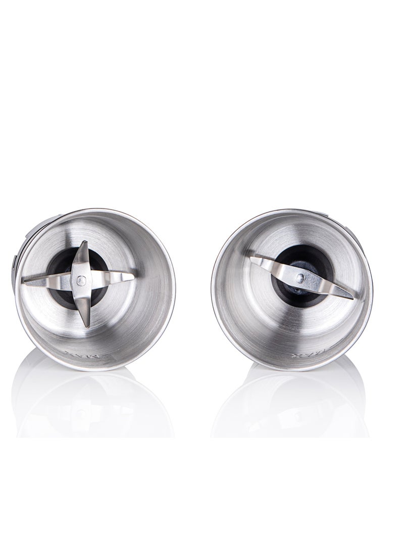 ميديا تيك مطحنة التوابل والقهوة 2 في 1 من، مطحنة جافة ورطبة، 4 شفرات من الفولاذ المقاوم للصدأ، 220 وات، ستانلس ستيل، MT-CG907، فضي - Image 4