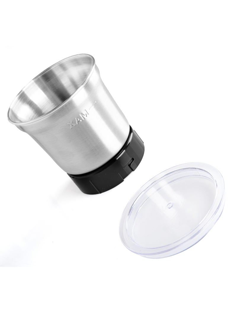 ميديا تيك مطحنة التوابل والقهوة 2 في 1 من، مطحنة جافة ورطبة، 4 شفرات من الفولاذ المقاوم للصدأ، 220 وات، ستانلس ستيل، MT-CG907، فضي - Image 5