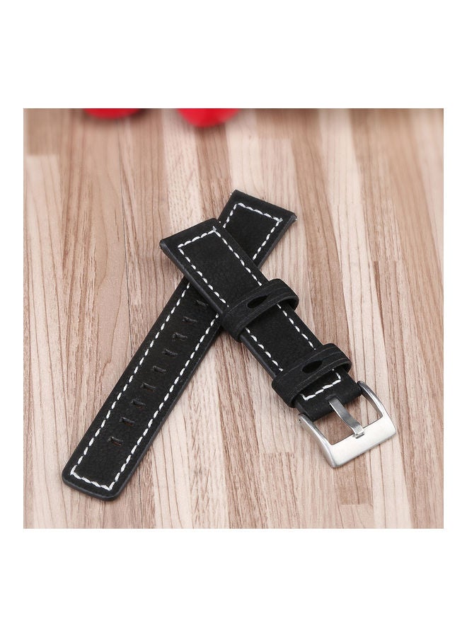 NIBEMINENT Leather Replacement Watch Strap For Huawei Gt 2 46mm / Honor Magic Black/Beige  - Image 1