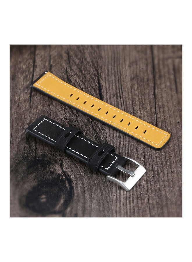 NIBEMINENT Leather Replacement Watch Strap For Huawei Gt 2 46mm / Honor Magic Black/Beige  - Image 2