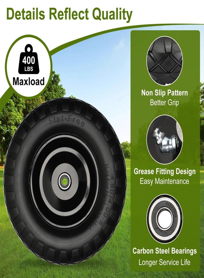 Pontuss Upgraded 16" Flat Free Wheelbarrow Wheels and Tires, 4.80/4.00-8 Solid Wheelbarrow Tires with 5/8"&3/4" Bearings,14"-16" Universal Fit Wheelbarrow Wheels for Wheelbarrows/Garden Trailer - Image 4