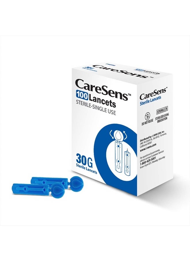 CareSens Sterile Single Use Ultra Thin 30G Universal Designed Lancets (100 Counts) for Minimizing Skin Discomfort and Pain 