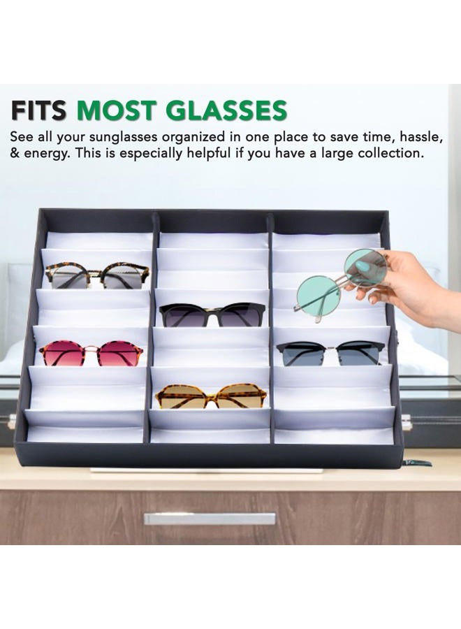 ProSource 18 Slot Sunglasses Organizer Box Stand Display Case/Tray, Fabric Lined & Snap Close - Image 5