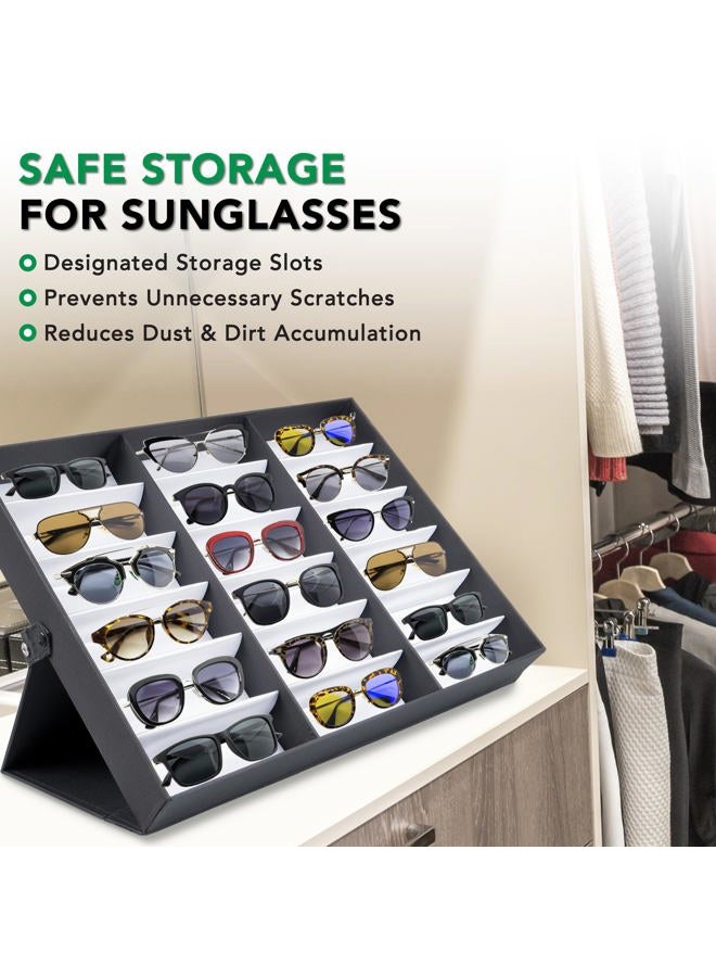 ProSource 18 Slot Sunglasses Organizer Box Stand Display Case/Tray, Fabric Lined & Snap Close - Image 4