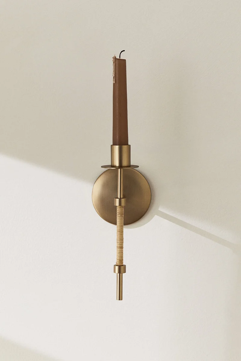 H&M Metal and rattan sconce