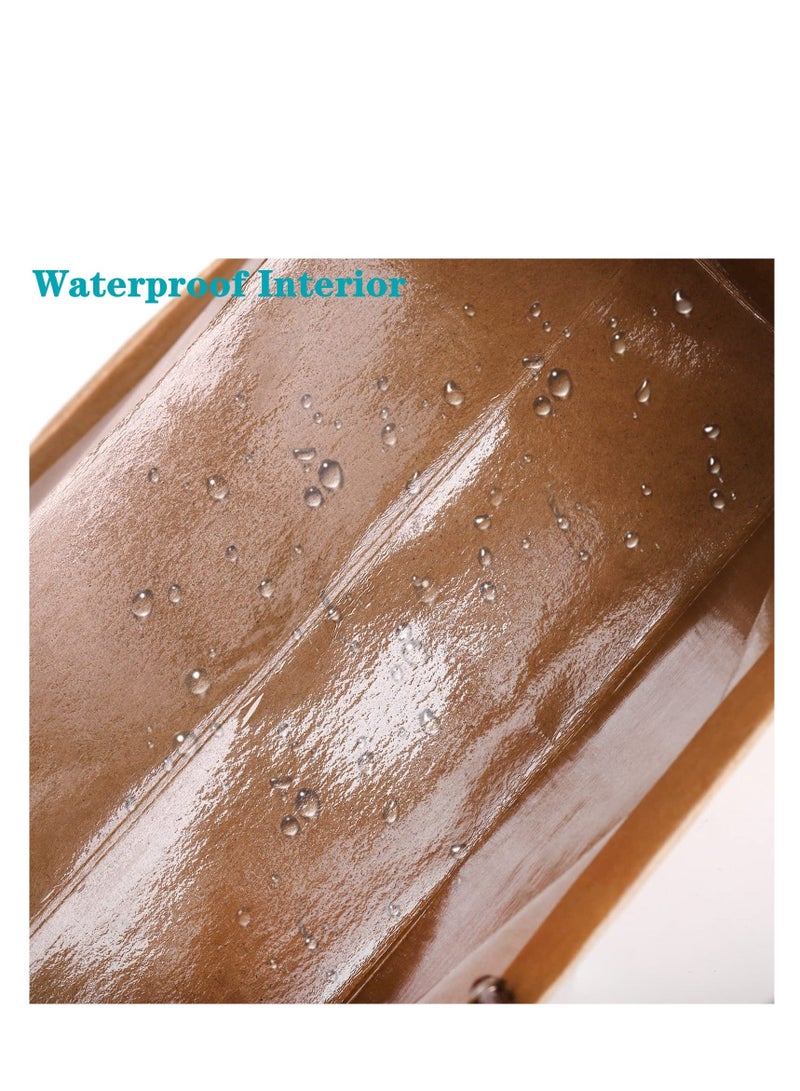 واي آند دي Kraft Paper Flower Gift Bags, 10 Pcs Brown Bouquet Bags Box with Handle, Small Carrier Tote Waterproof Lining, for Floral Arrangements, Birthday, Wedding Party Favor - Image 4