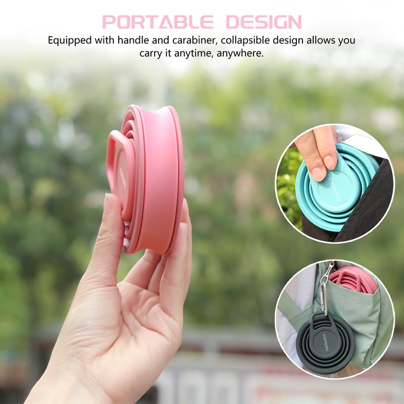 Nefeeko Collapsible Water Bottle,17oz(500ml) Reuseable BPA Free Silicone Foldable Water Bottles for Travel Gym Camping Hiking, Portable Leak Proof Sports Water Bottle with Carabiner - Image 4
