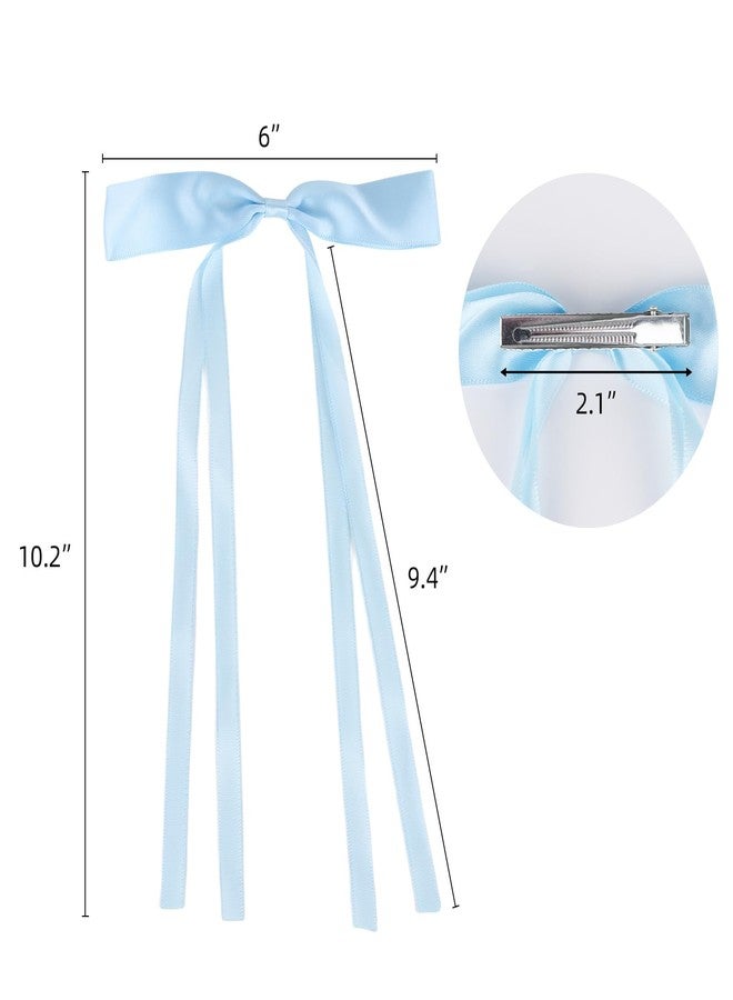 LoveBB 16 PCS Satin Hair Bows Clips with Long Tails | 8 Assorted Colors Satin Ribbon Accessories for Ponytails & Braids | Hair Barrettes for Women Girls - Image 3