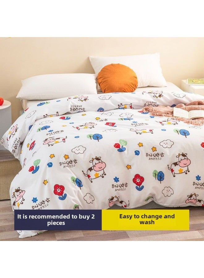 Gauze Cover Quilt Liner Cover Cotton Wet Quilt Cover Cotton Wool Core Cover Mattress Cover Quilt Cushion Quilt Liner Protection Quilt Cover-Color:Cute Cow -Specifications:135*200cm [double Steel Head Zipper - Image 1