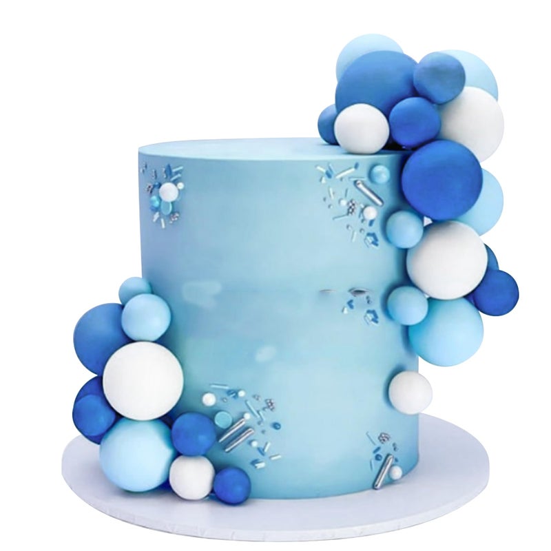RASSLISA 32 PCS Ball Cake Picks Colorful Ball Shaped Cake Topper Pearl Balls Cupcake Cake Insert Topper for Birthday Party Wedding Decoration Supplies Blue White Dark Blue - Image 2