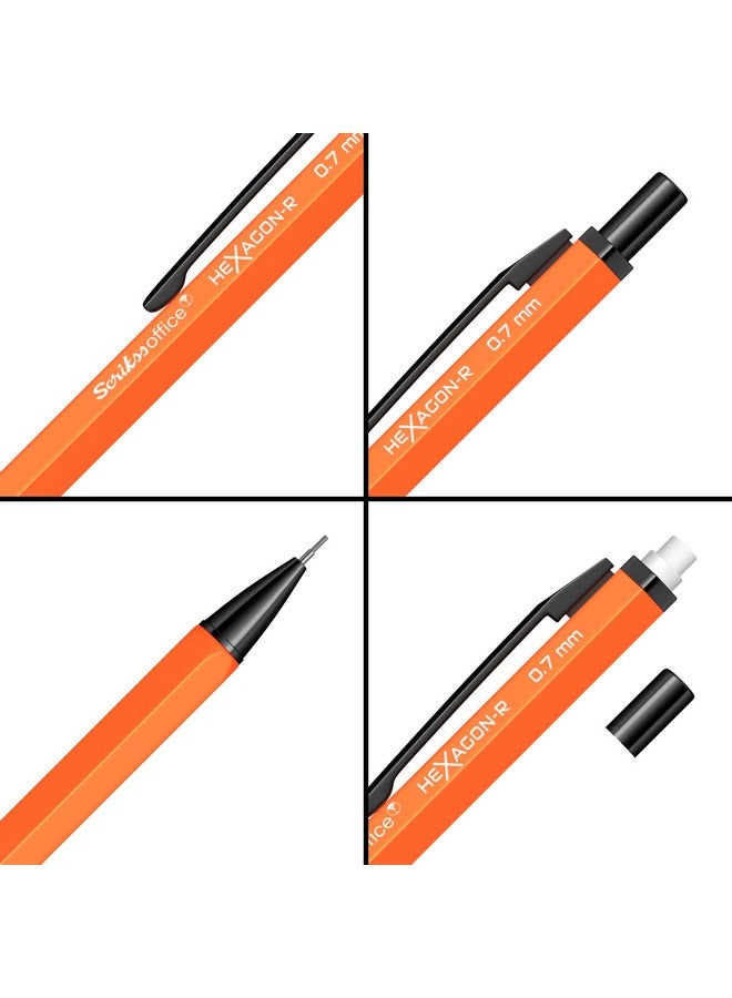 Scrikss 0.7 mm Cute Aesthetic Mechanical Clutch Lead Pen Pencil | for Drafting Sketching Drawing | Orange Penpencil | Hexagon-R - Image 3