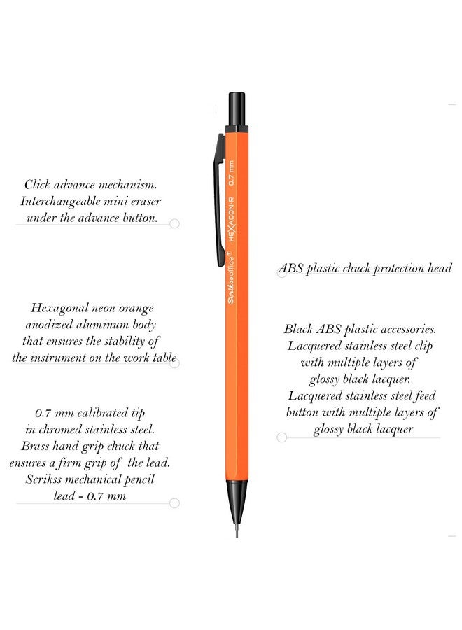 Scrikss 0.7 mm Cute Aesthetic Mechanical Clutch Lead Pen Pencil | for Drafting Sketching Drawing | Orange Penpencil | Hexagon-R - Image 2
