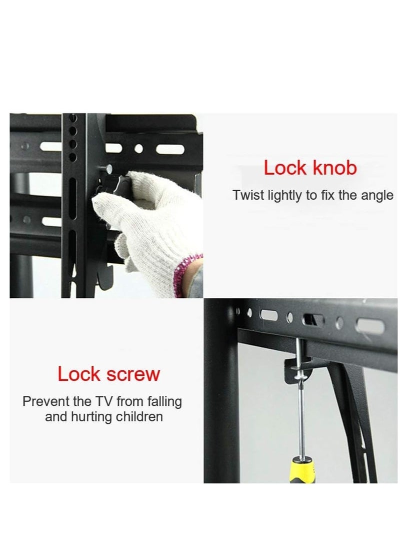 HYX "HYX Rolling TV Stand – Adjustable Height Cart for 32-75 Inch Flat & Curved Screens, with Shelf, Black" - Image 3