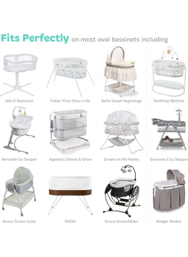 Cuddly Cubs Cuddly Cubs Bassinet Sheets Set Easy to Put On Arms Reach Co Sleeper, Chicco Lullago, Halo bassinest and Many Other Oval, Rectangle Shape Bassinet Pads | 100% Jersey Knit Cotton | Heather Grey  - Image 2