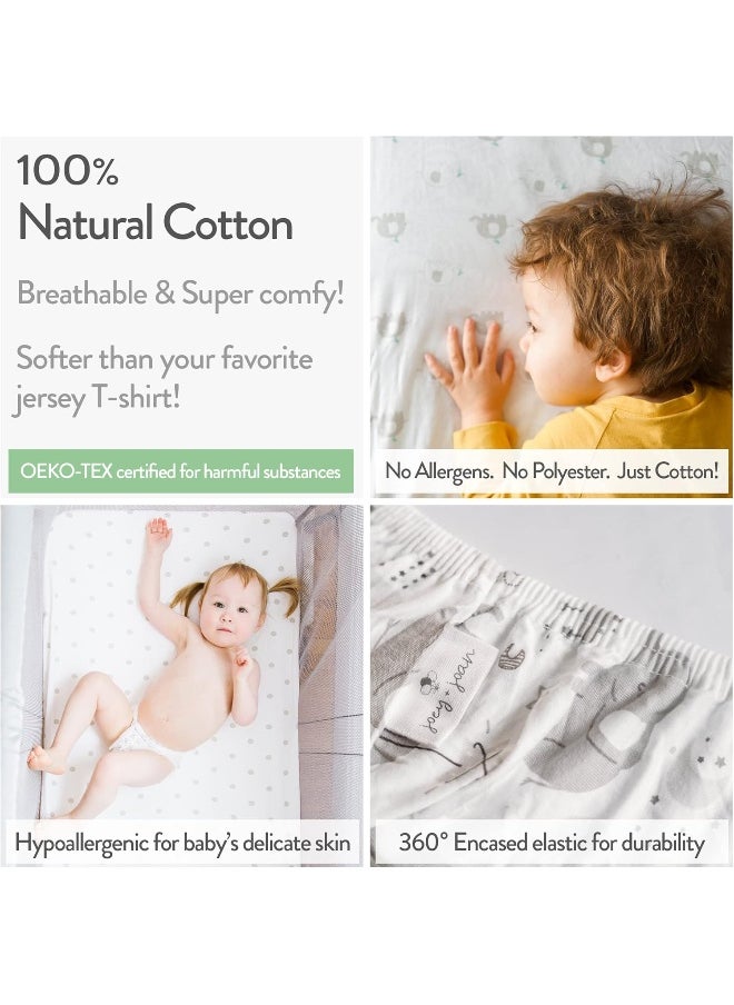 Cuddly Cubs Cuddly Cubs Bassinet Sheets Set Easy to Put On Arms Reach Co Sleeper, Chicco Lullago, Halo bassinest and Many Other Oval, Rectangle Shape Bassinet Pads | 100% Jersey Knit Cotton | Heather Grey  - Image 3