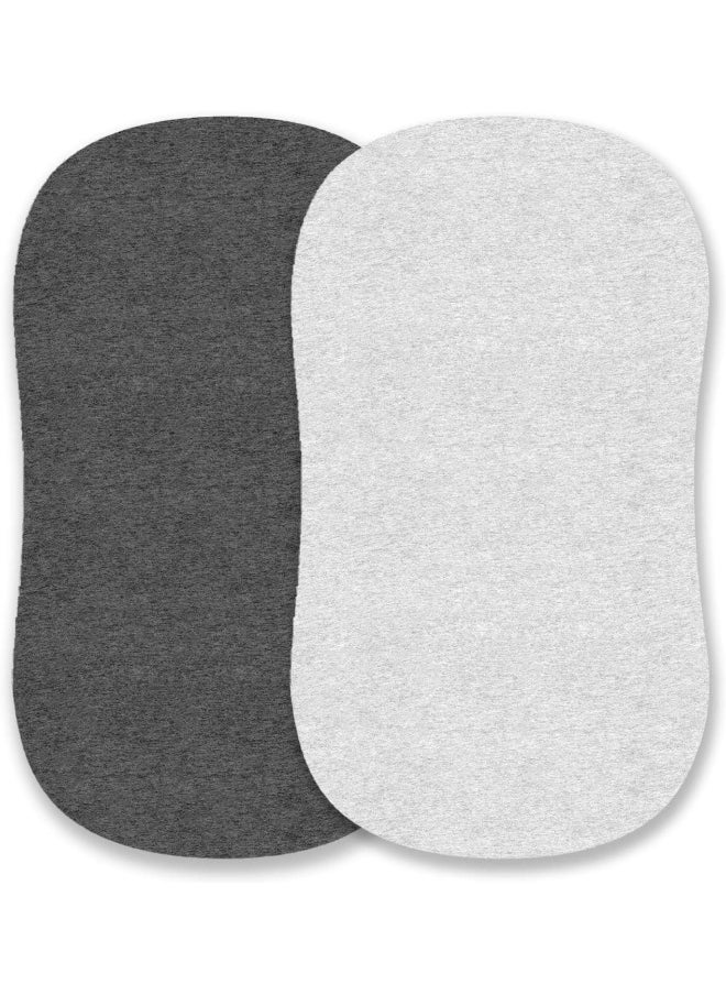 Cuddly Cubs Cuddly Cubs Bassinet Sheets Set Easy to Put On Arms Reach Co Sleeper, Chicco Lullago, Halo bassinest and Many Other Oval, Rectangle Shape Bassinet Pads | 100% Jersey Knit Cotton | Heather Grey  - Image 1
