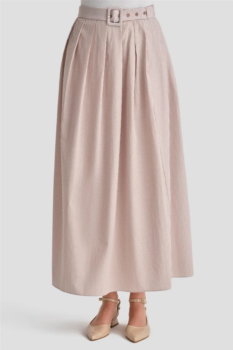 ARMINE Pleated Skirt Striped Suit 24K6851 Camel