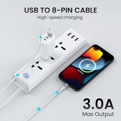 Portronics Konnect X USB to 8 Pin Cable with 3A Output, Fast Charging & Data Transfer, Nylon Braided, Aluminium Alloy Shell, 1M Length compatible with 8 PIN Devices(White) - Image 5