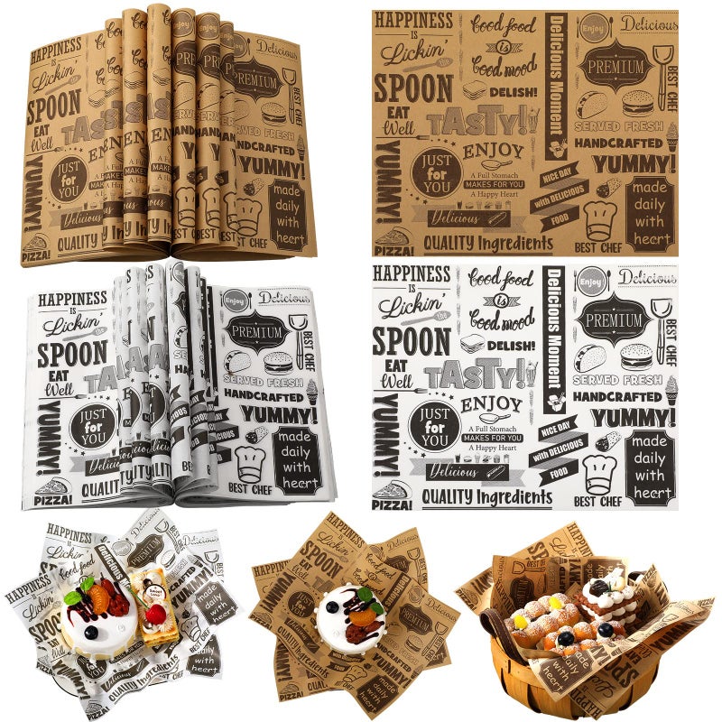 Woanger 1000 Pcs Deli Wax Paper Sheets for Food Grease Resistant Tray Basket Liners White Newsprint Paper Square Hot Dog Wrappers Greaseproof Deli Wrapping Sheets for Outdoor Picnic Churches Home Party