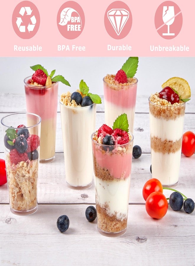 TOFLEN 50 Pack 3 oz Round Mini Dessert Cups with Spoons Clear Plastic Dessert Shooter Cups for for Party, Yogurt, Parfait, Cheesecake, Pudding, Jello and Appetizers - Image 3