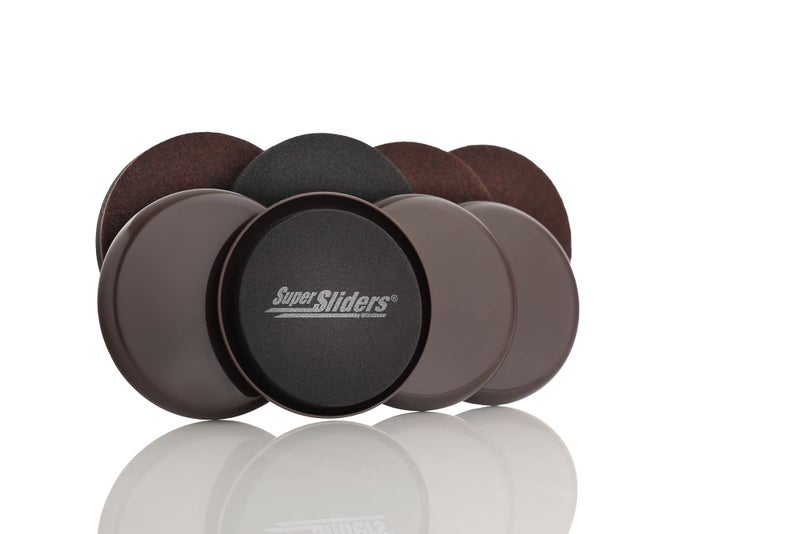 Super Sliders 4723795N Reusable Furniture Sliders for All Surfaces -Quickly and Easily Move Items Across Carpet or Hardwood, 3-1/2" Brown (8 Pack) - Image 1