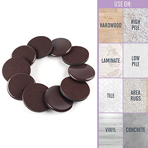 Super Sliders 4723795N Reusable Furniture Sliders for All Surfaces -Quickly and Easily Move Items Across Carpet or Hardwood, 3-1/2" Brown (8 Pack) - Image 3