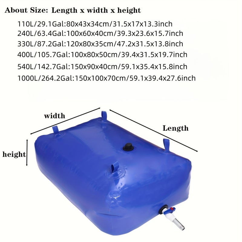 Large Capacity 540L Blue Foldable Soft Water Storage Bag For Household Outdoor Car Washing Drought Relief And Emergency Non Drinking - Image 3