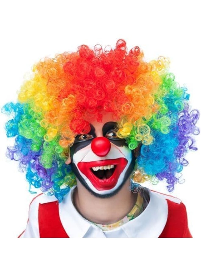 KOWVOWZ Funny Clown Curly Afro Wigs, Colorful Clown Wig, Colourful Clown Wig for Party, Curly Hair Colorful Synthetic Wig for Daily Party Cosplay 36 CM Long  - Image 2