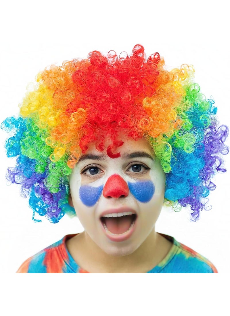 KOWVOWZ Funny Clown Curly Afro Wigs, Colorful Clown Wig, Colourful Clown Wig for Party, Curly Hair Colorful Synthetic Wig for Daily Party Cosplay 36 CM Long  - Image 4
